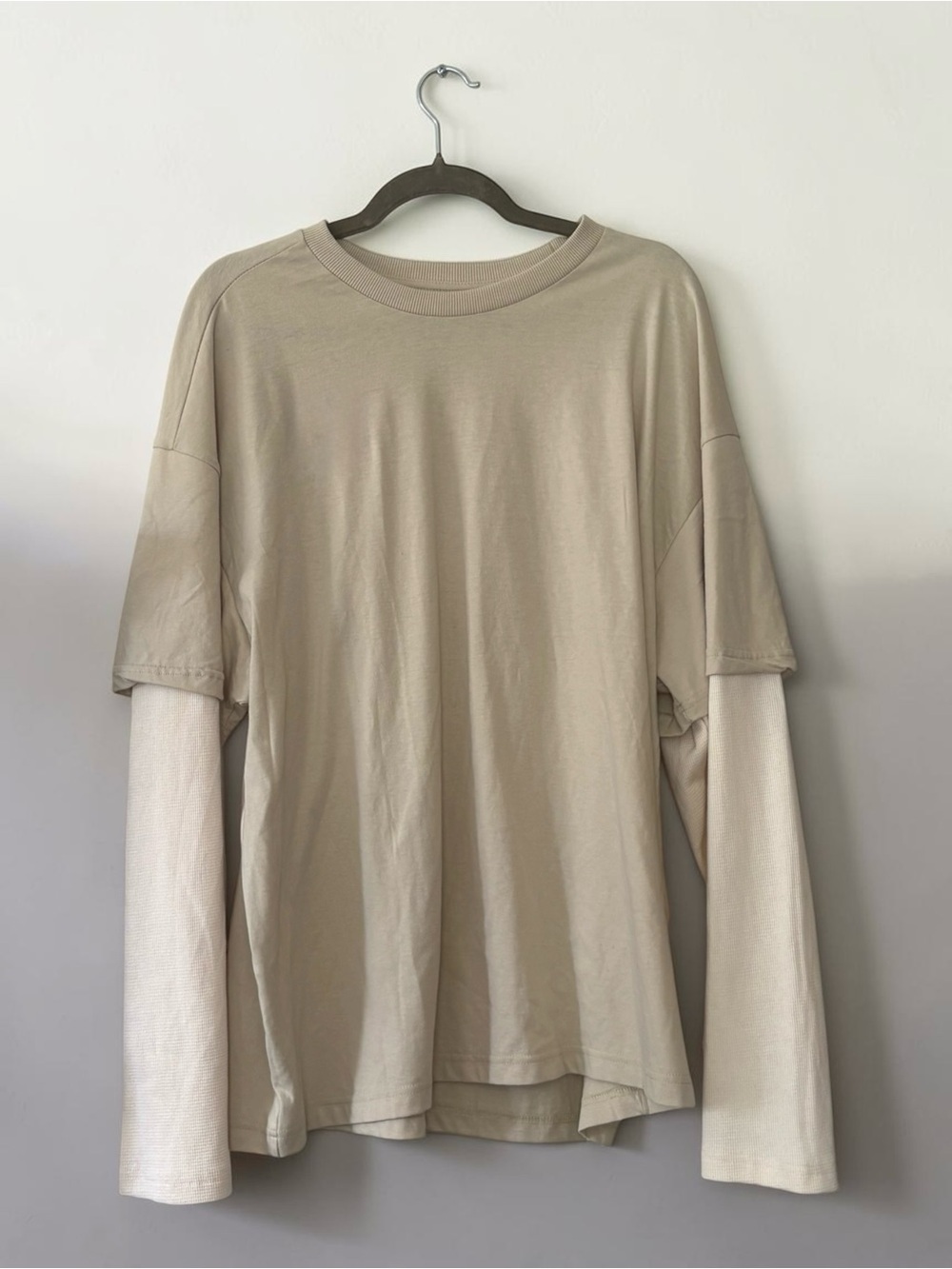 NWT Hollywood The Jean People Neutral Layered Long-Slv Tee Oversized Fit Large